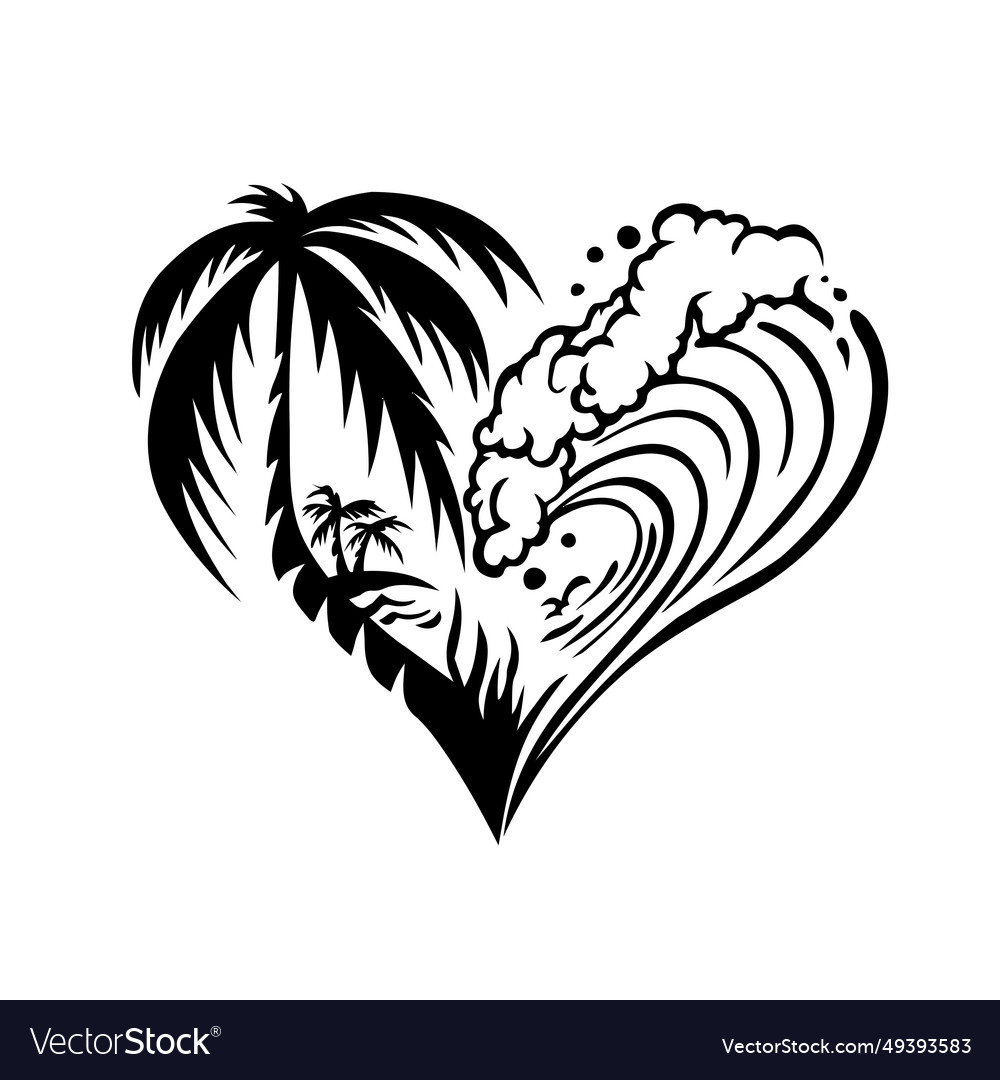 Stylized image of the beach in form a heart Vector Image