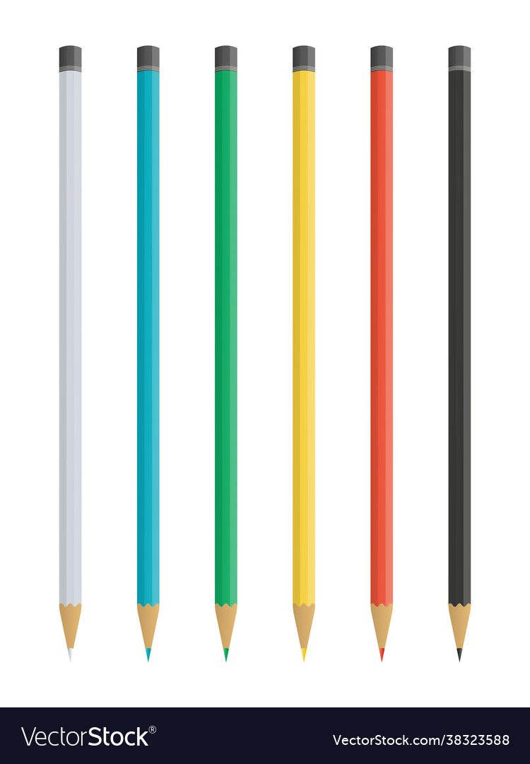 A set pencils realistic colored pencils Royalty Free Vector