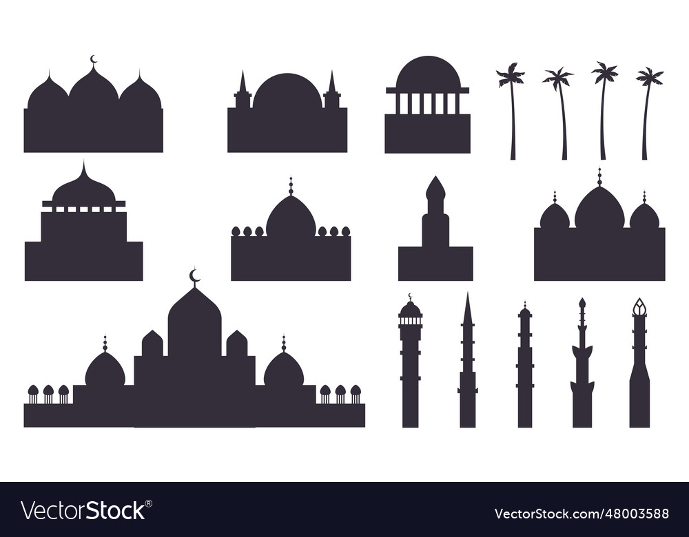 Arabic cityscape silhouettes Royalty Free Vector Image