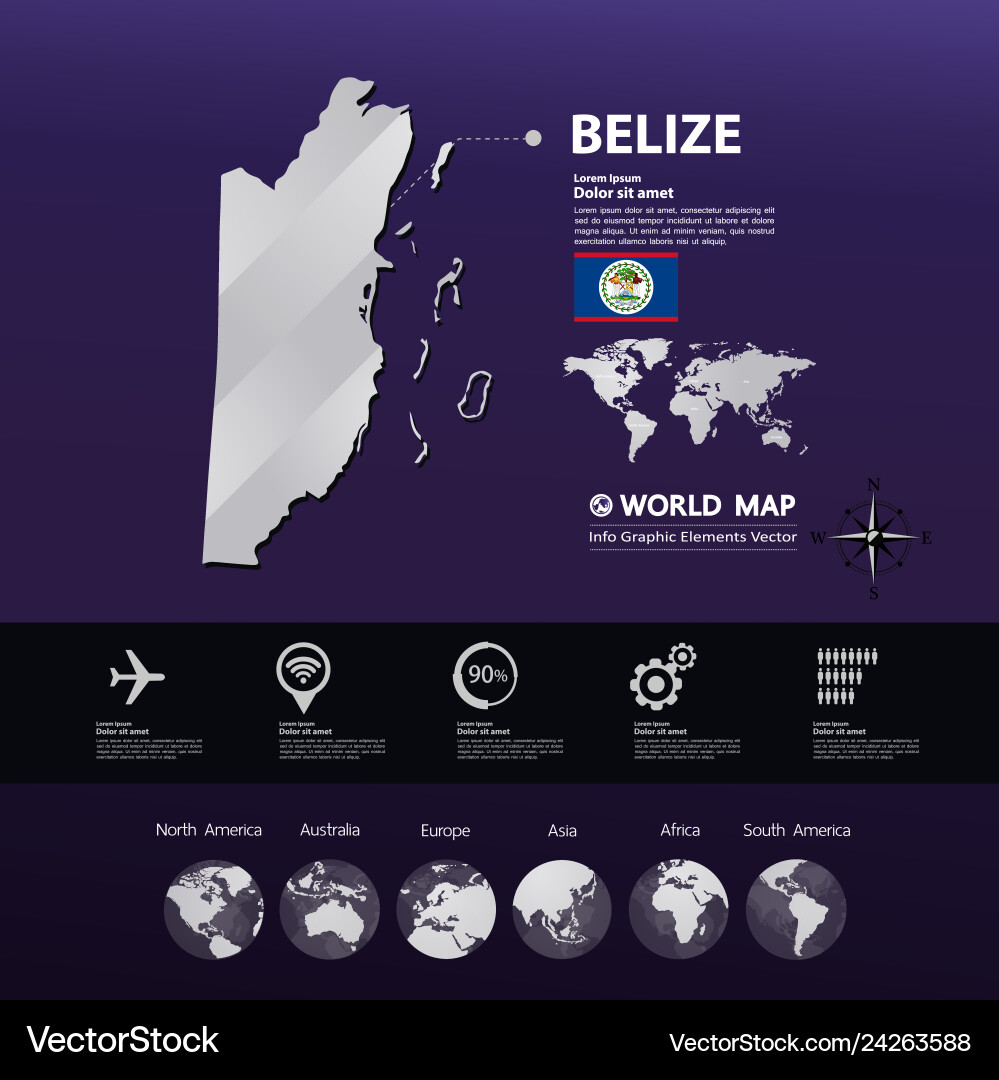 Belize map Royalty Free Vector Image - VectorStock