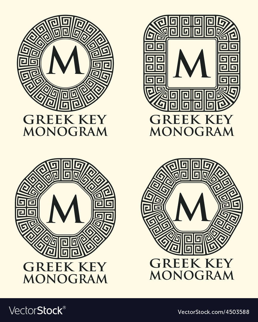 Greek key ornament monogram set