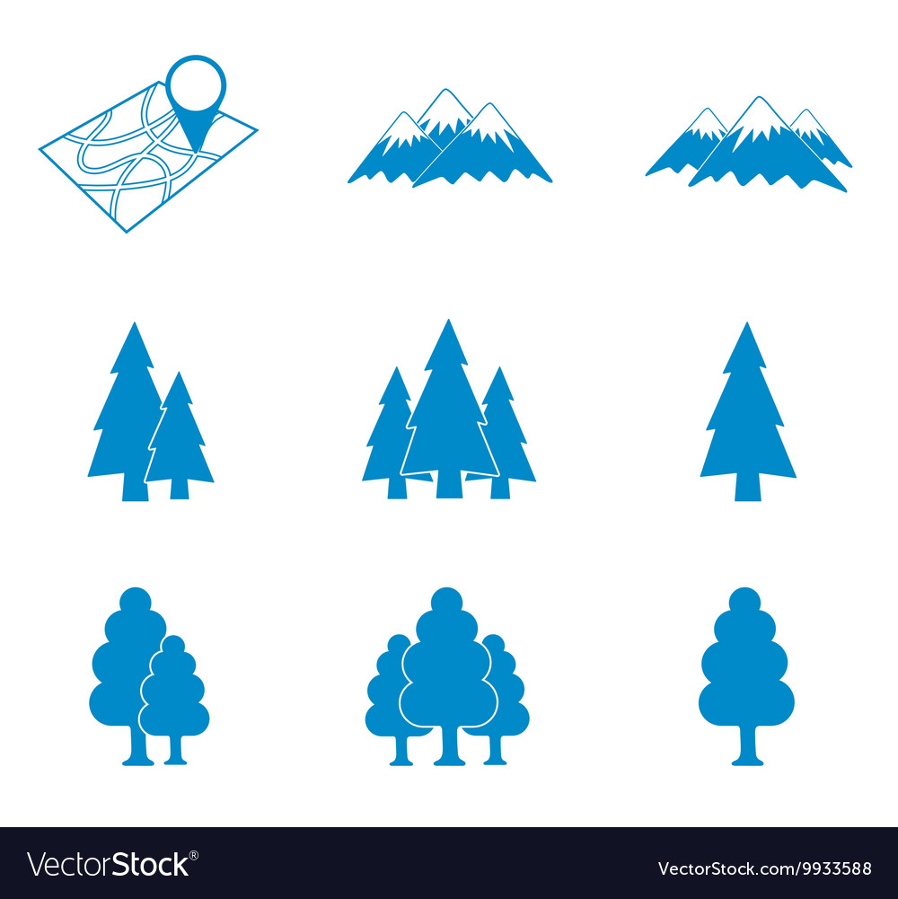 Set of map and natural areas icons Royalty Free Vector Image