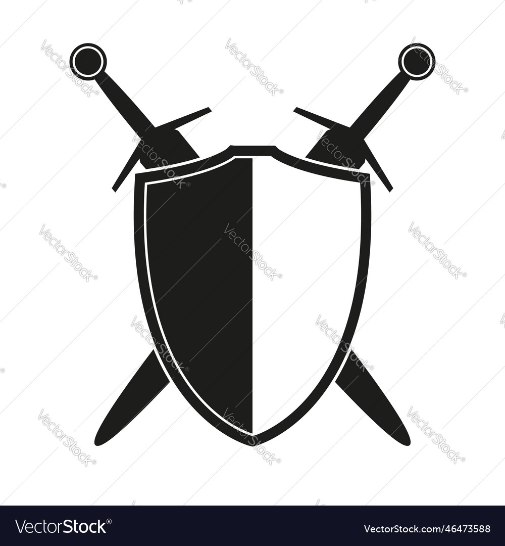 Two crossed swords colored outline icon Royalty Free Vector