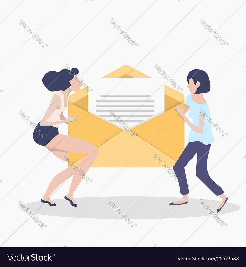 Women holding newsletter in opening envelope