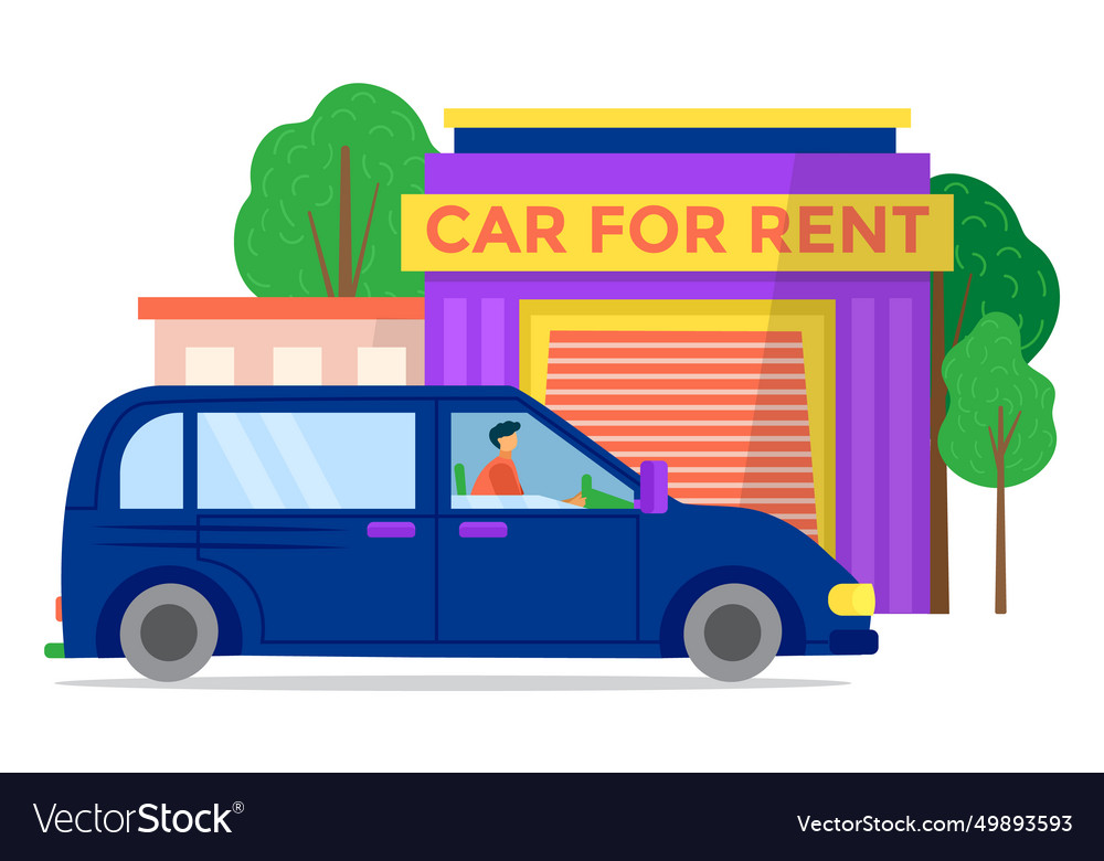 Cars rent kiosk building outdoor on street