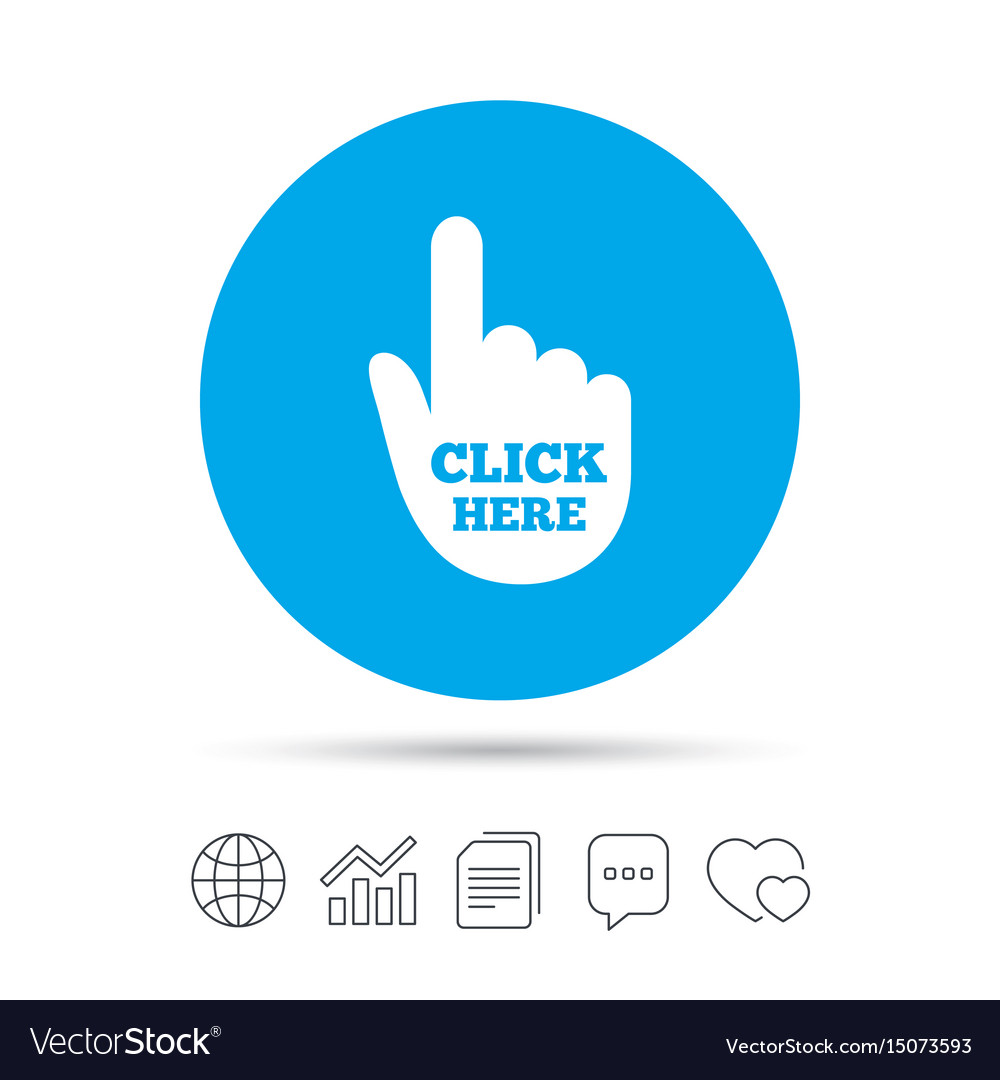 Click here hand sign icon press button