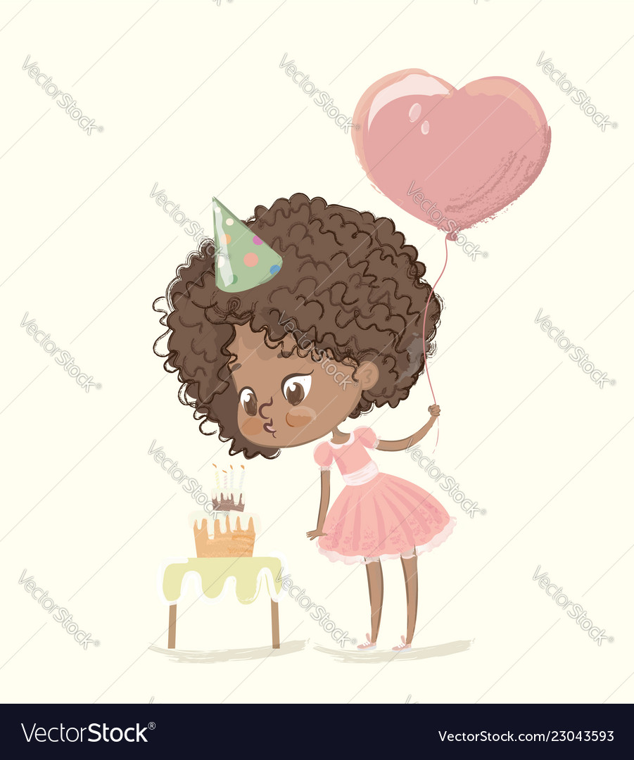 Cute african-american happy girl with balloon Vector Image