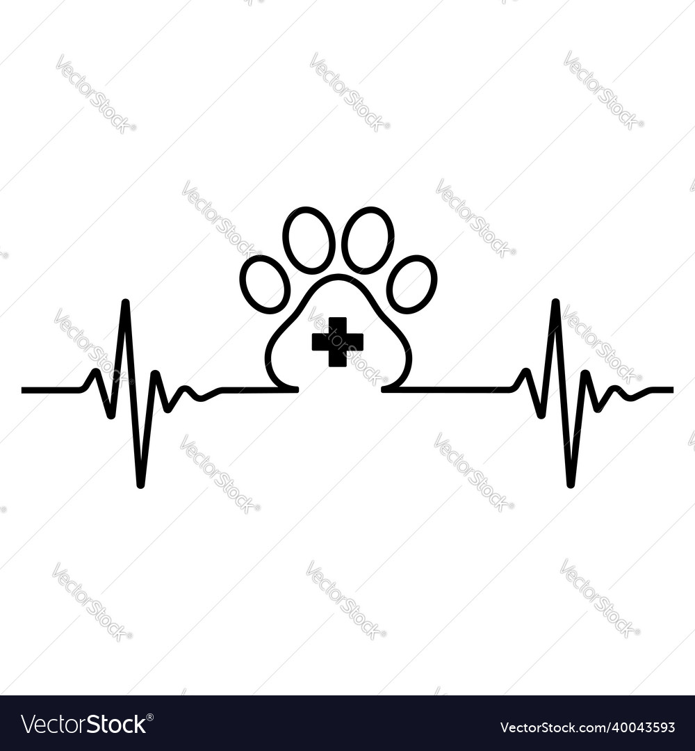 Dog footprint with pulse and medical cross