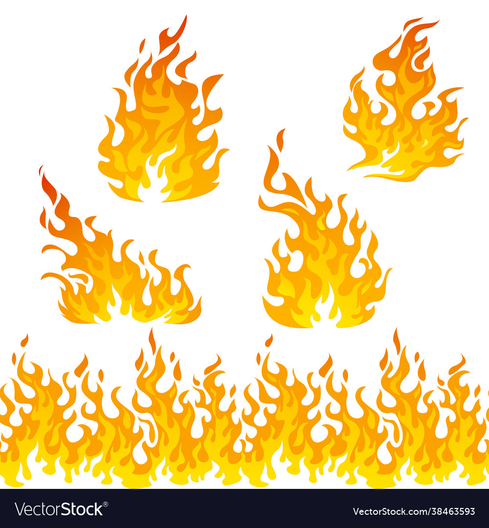 Fire flames set Royalty Free Vector Image - VectorStock