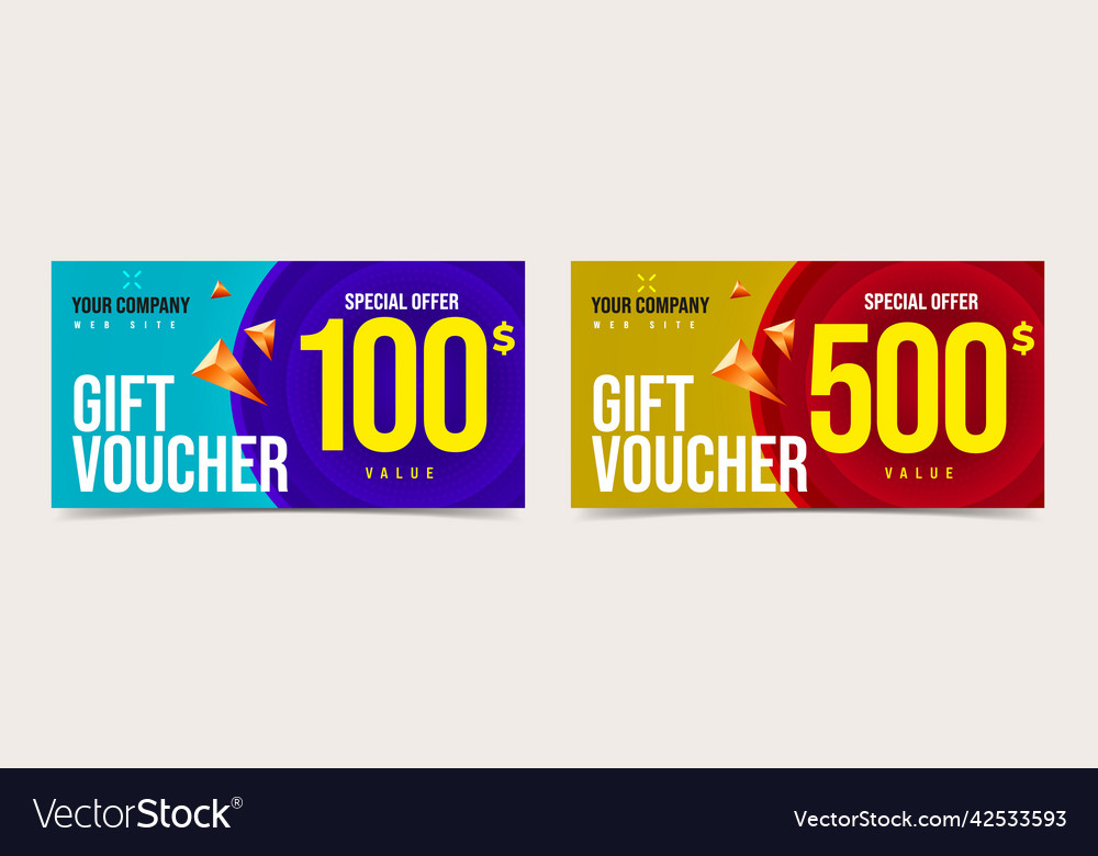 Gift voucher discount value template set