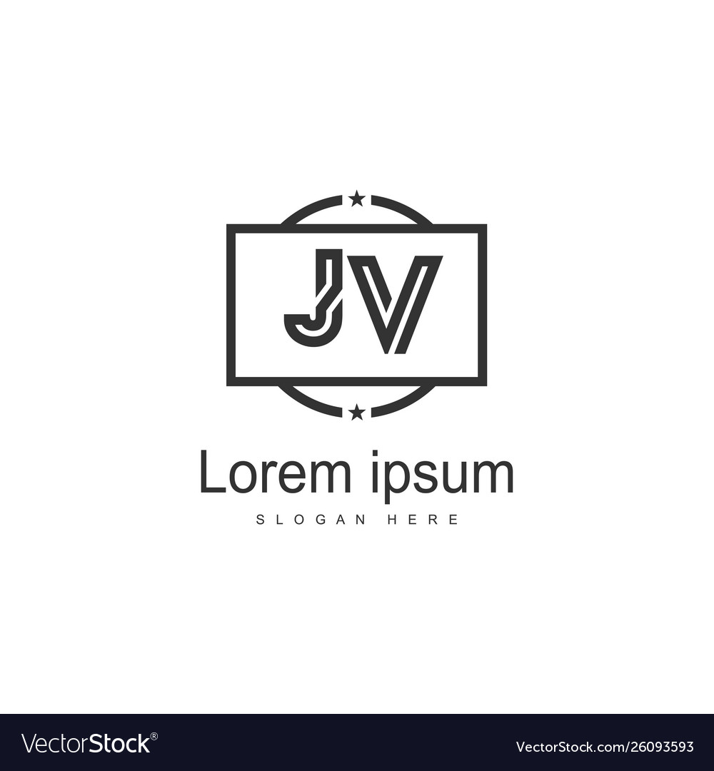 Initial jv logo template with modern frame Vector Image