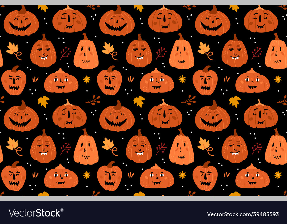 Seamless pattern with pumpkins Royalty Free Vector Image