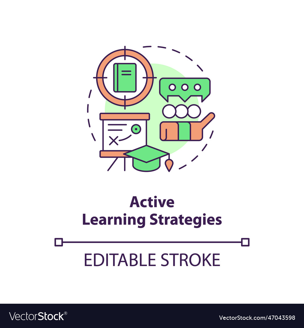 Active learning strategy concept icon Royalty Free Vector