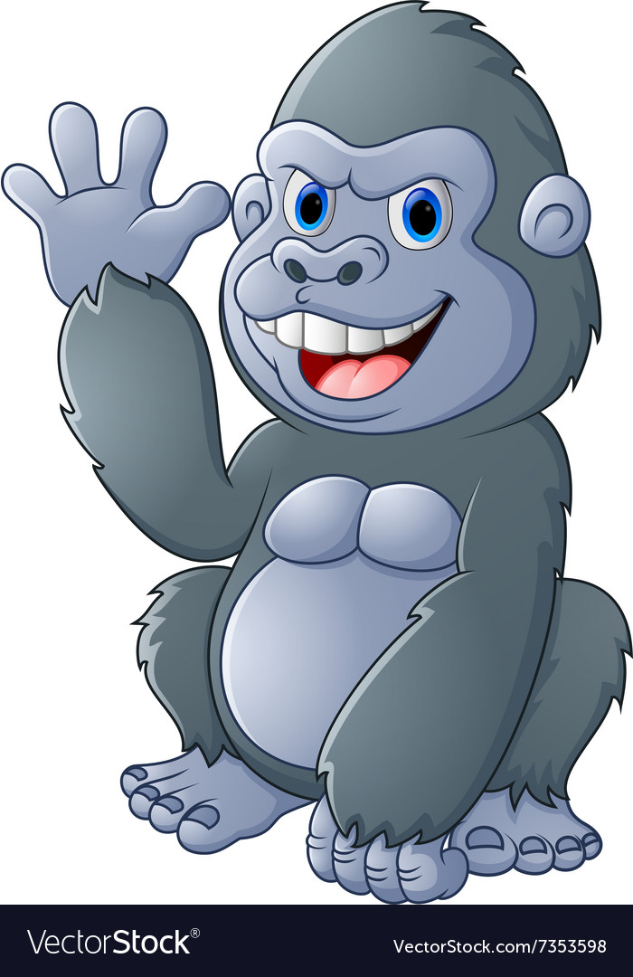 Cartoon Gorilla waving hand Royalty Free Vector Image