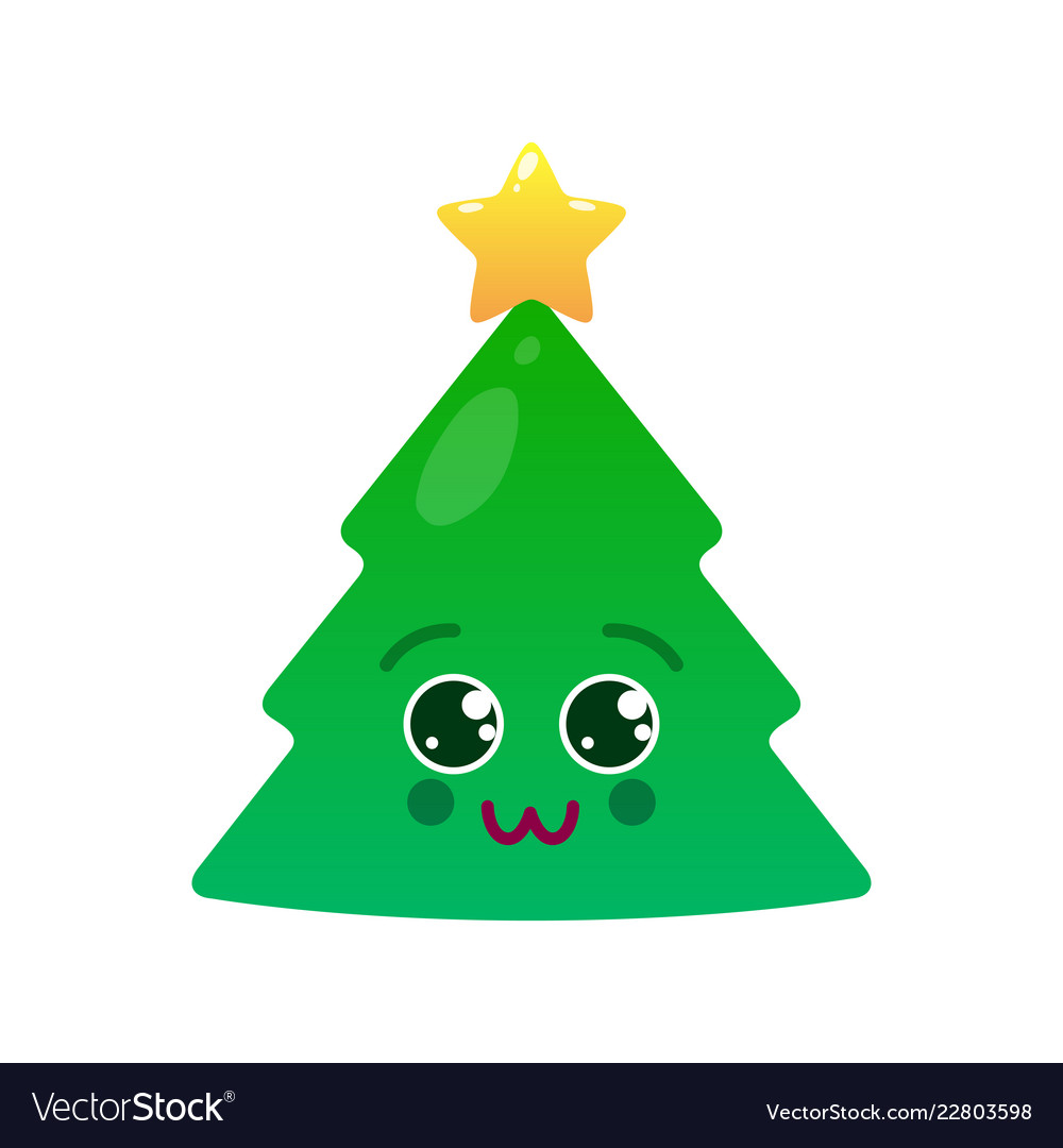 Charming christmas tree isolated emoticon