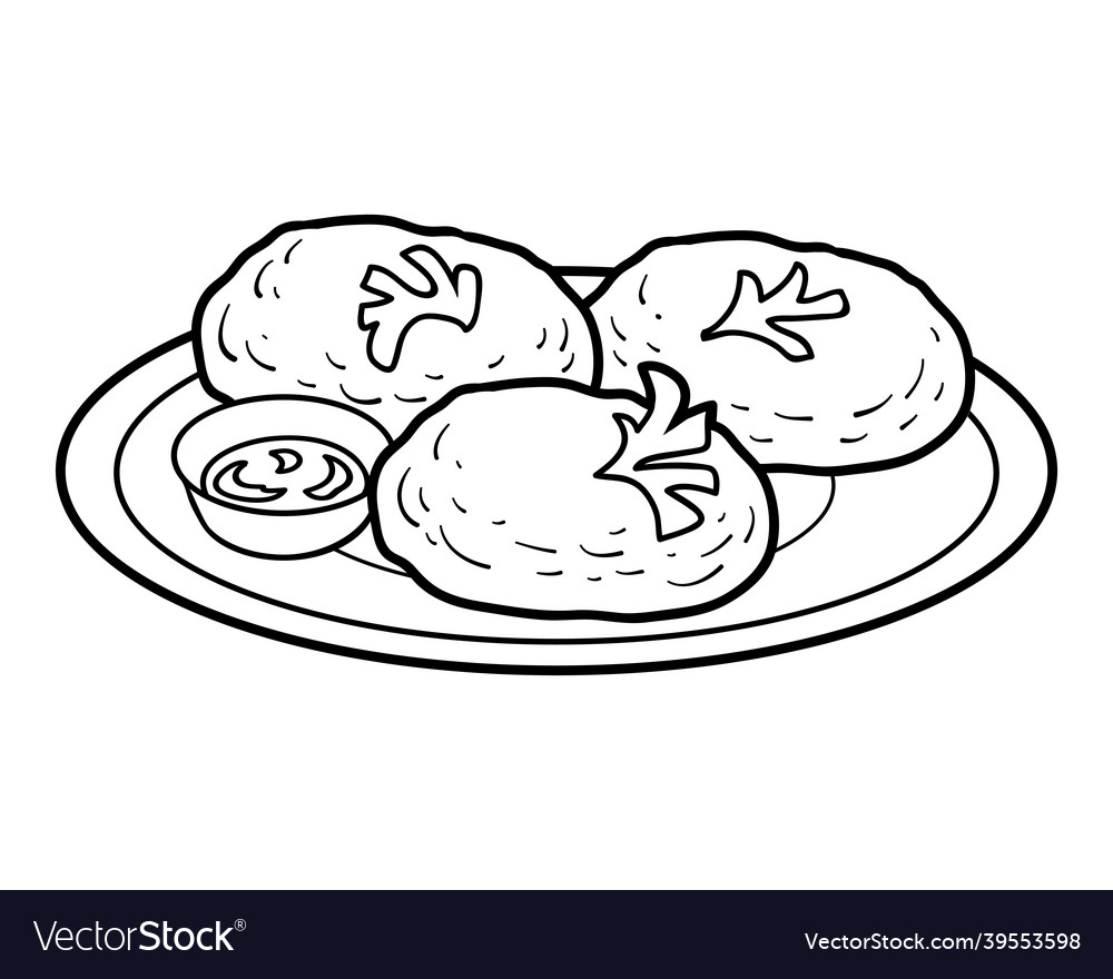 Coloring book cutlet Royalty Free Vector Image