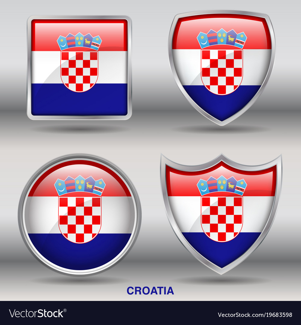 Croatia flag in 4 shapes collection