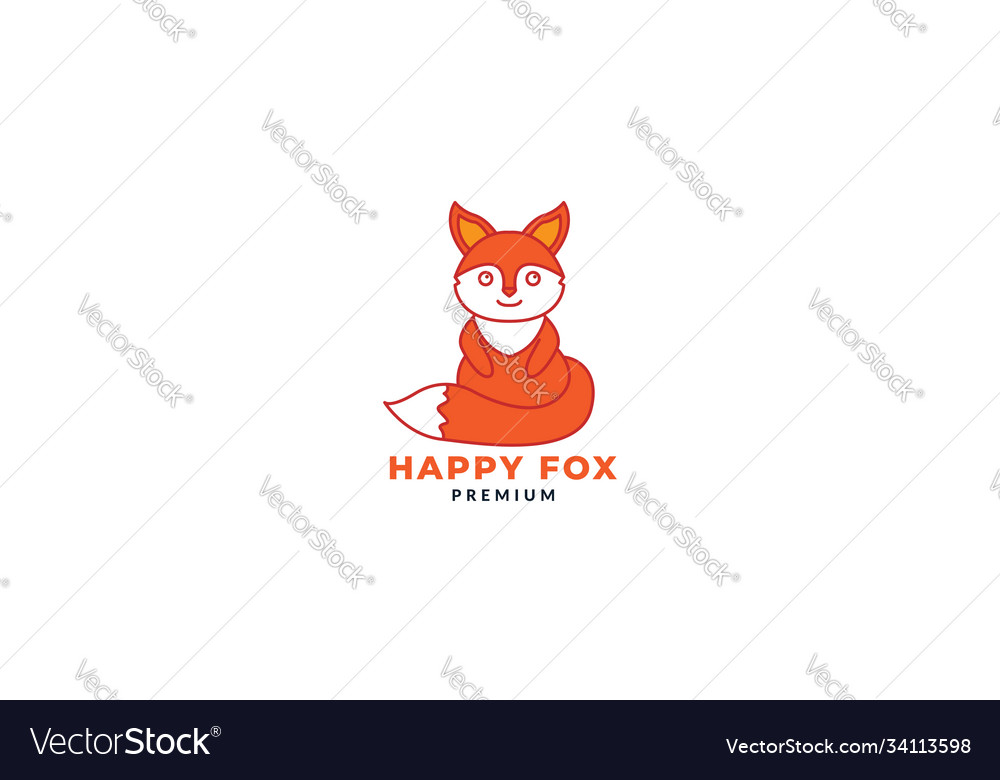 Fox stand cute cartoon smile logo icon Royalty Free Vector