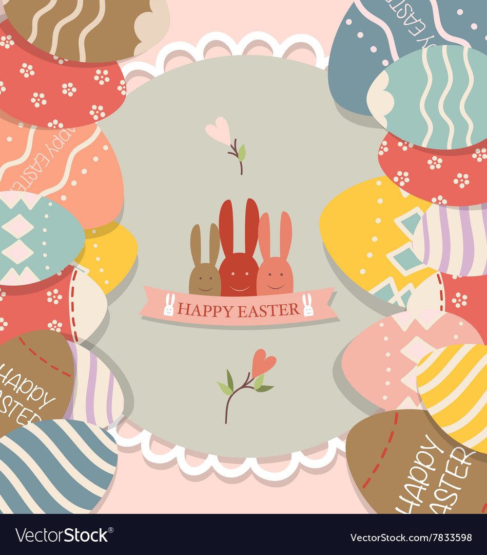 Happy easter cards with bunnies Royalty Free Vector Image