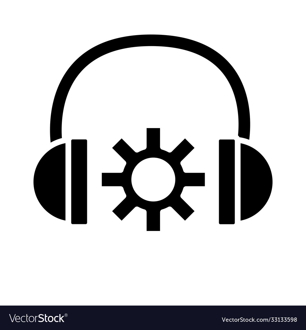 Headset with gear settings machine silhouette