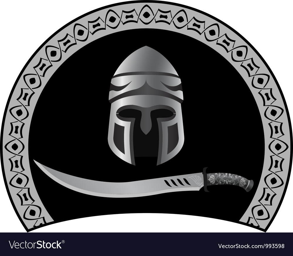 Medieval Helmet With Sword Royalty Free Vector Image