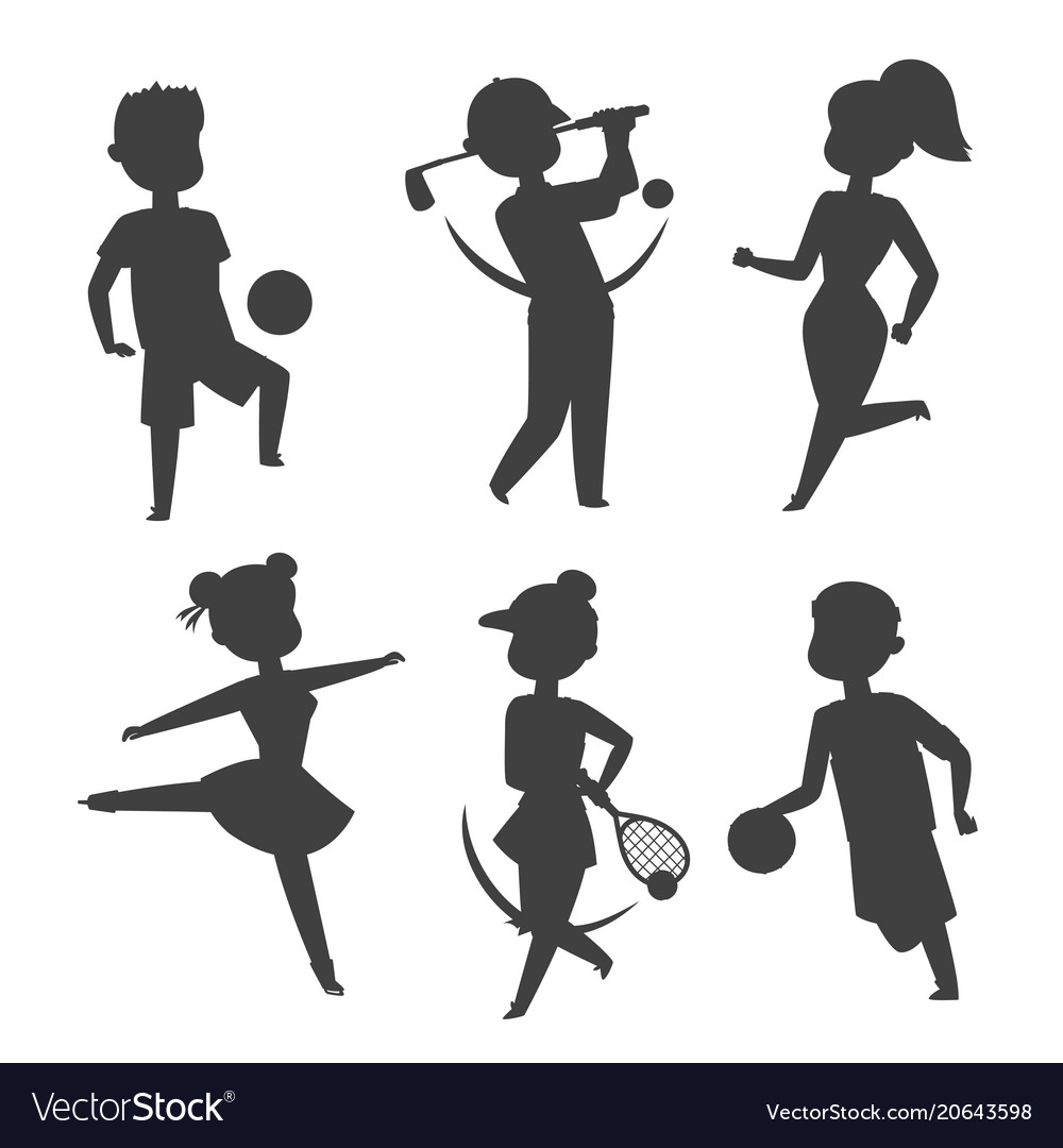 Sport wellness people characters silhouette Vector Image