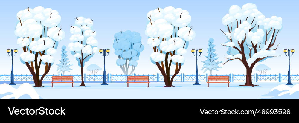 Winter park horizontal Royalty Free Vector Image