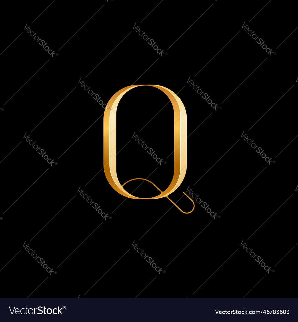 3d letter q alphabet beautiful elegant golden font