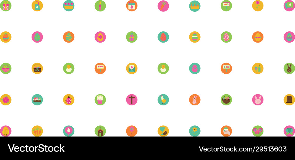 Bundle spring set block and flat icons Royalty Free Vector