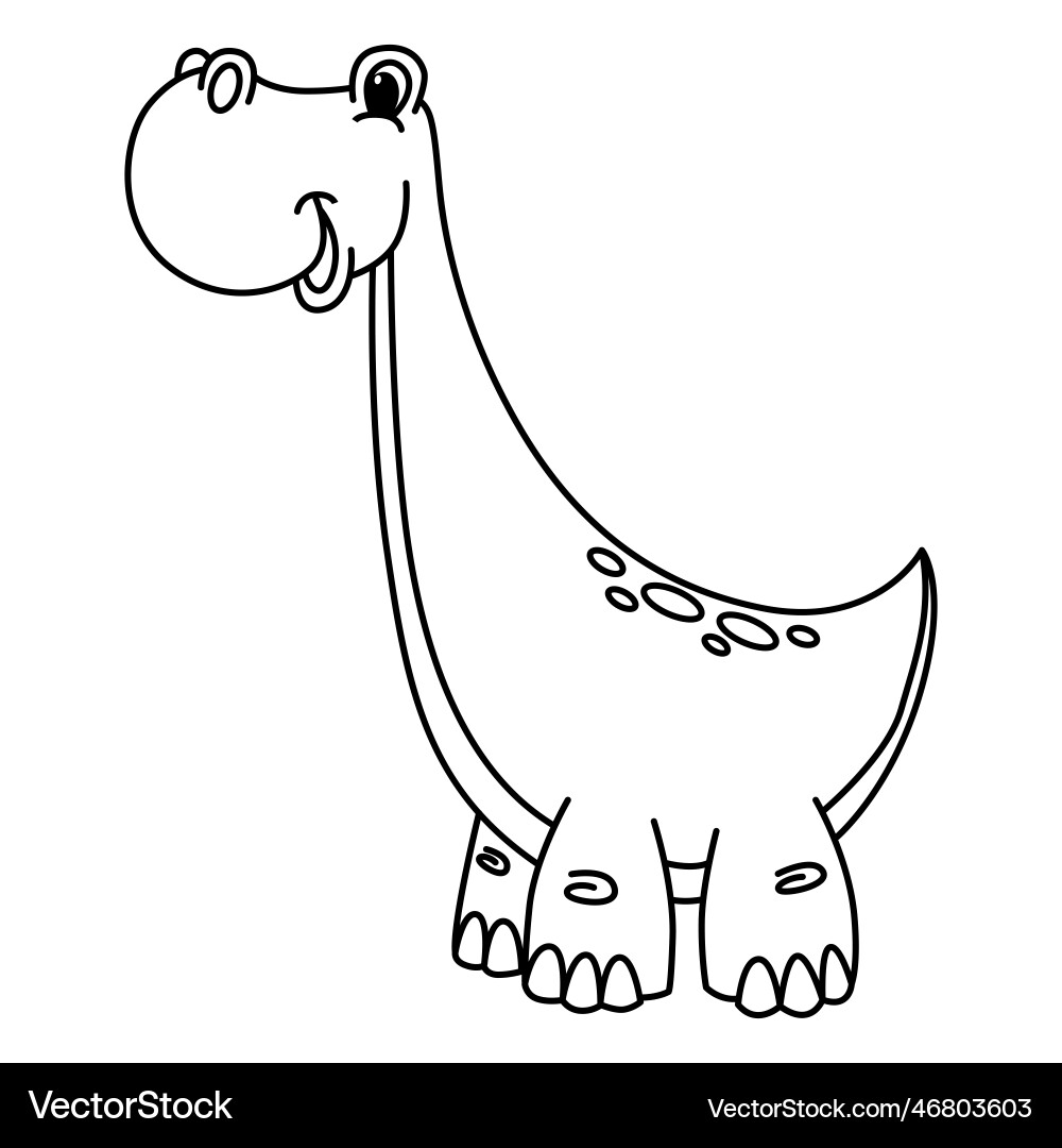 Cute dinosaur cartoon coloring page for Royalty Free Vector