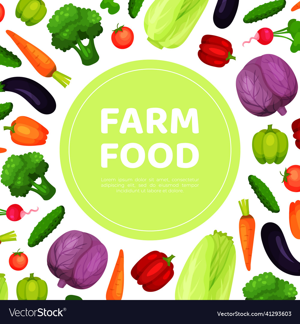 Farm food poster with fresh vegetables