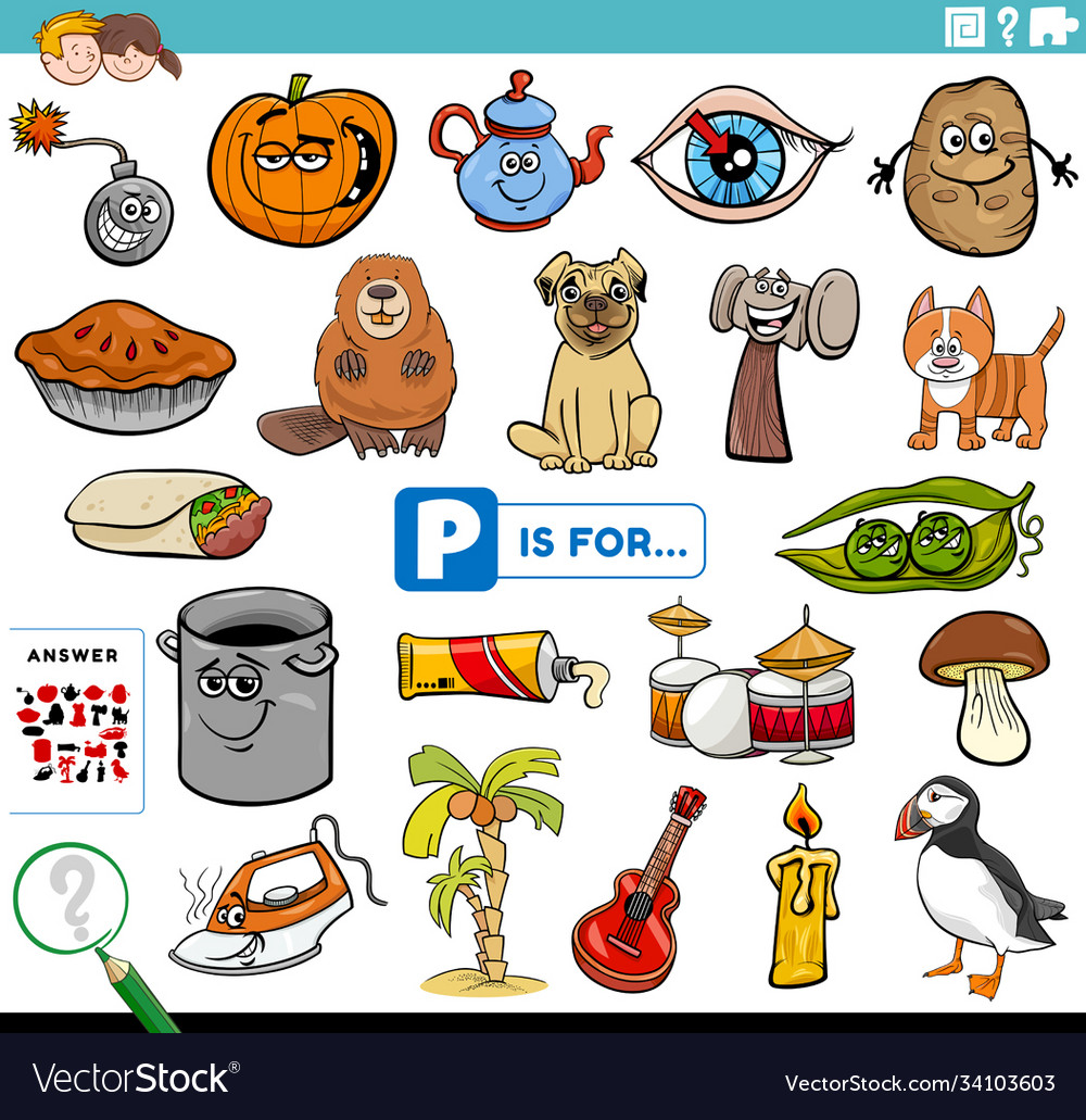 https://cdn4.vectorstock.com/i/1000x1000/36/03/letter-p-words-educational-task-for-children-vector-34103603.jpg