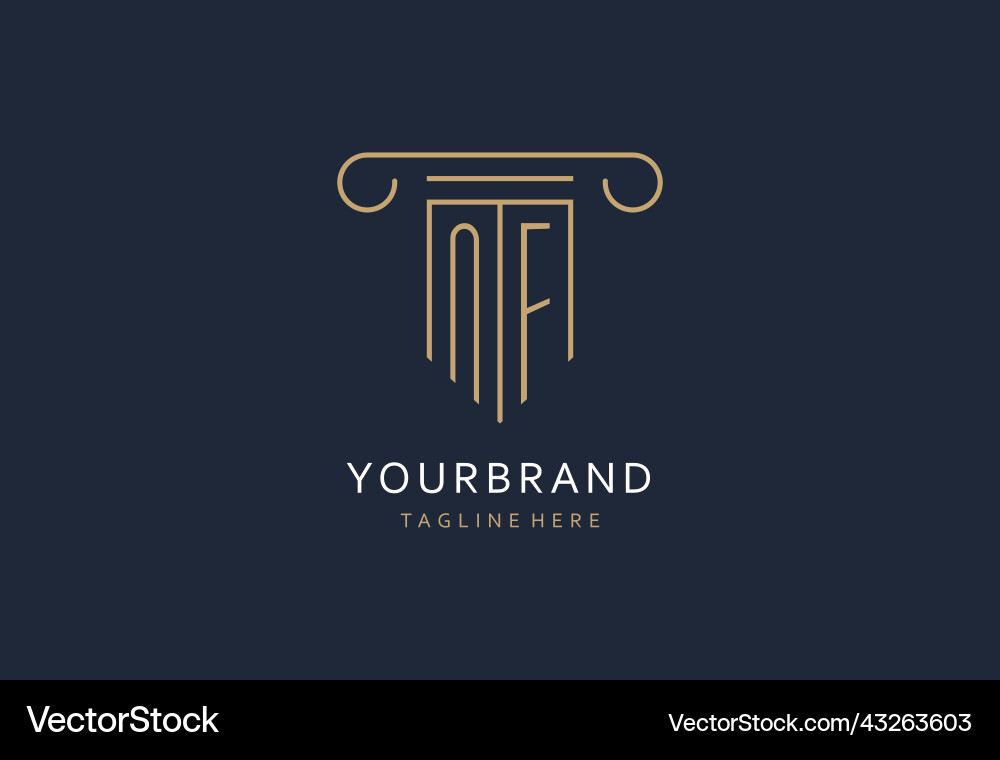 Nf initial with pillar shape logo design creative Vector Image