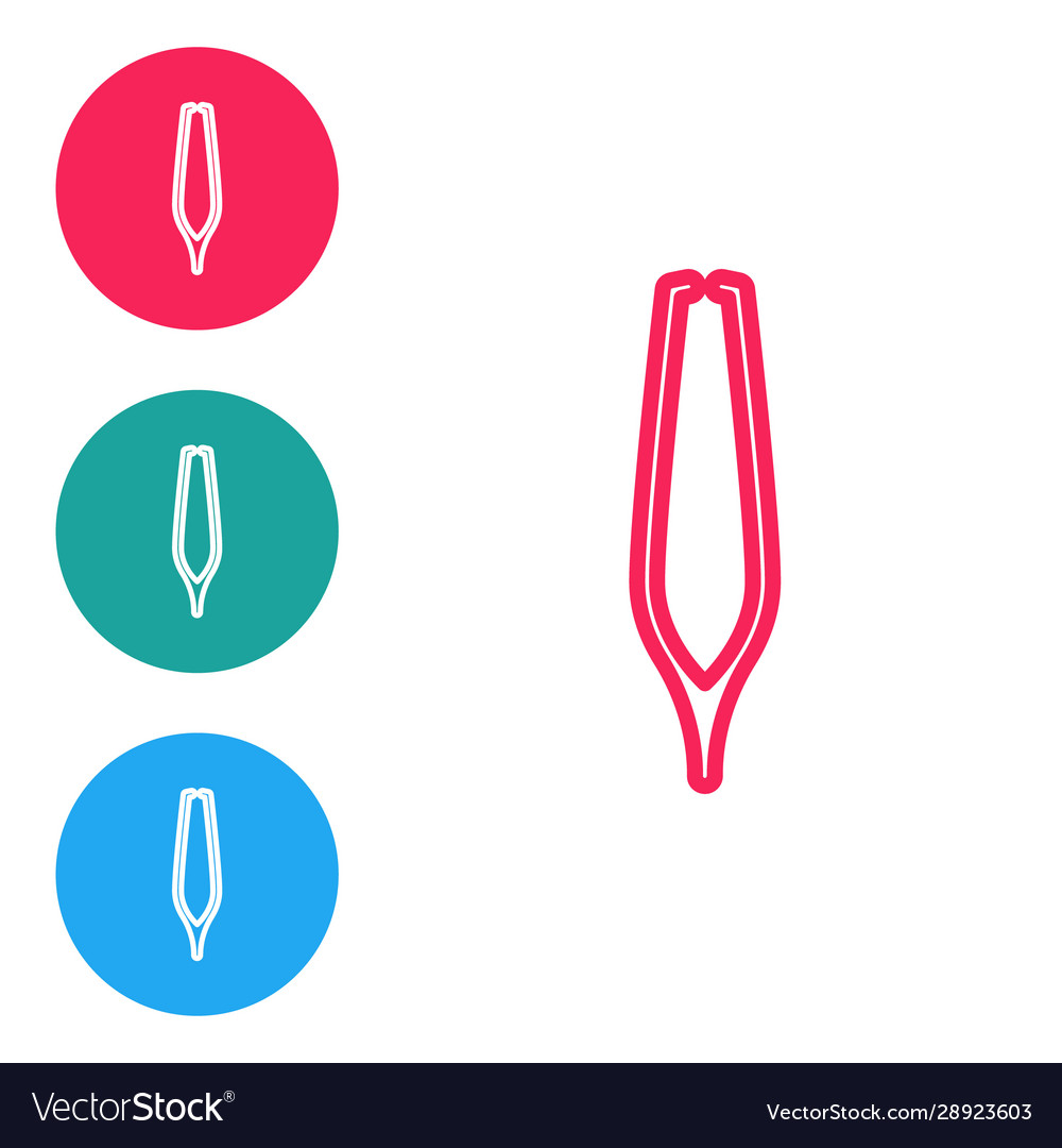 Red Line Eyebrow Tweezers Icon Isolated On White Vector Image
