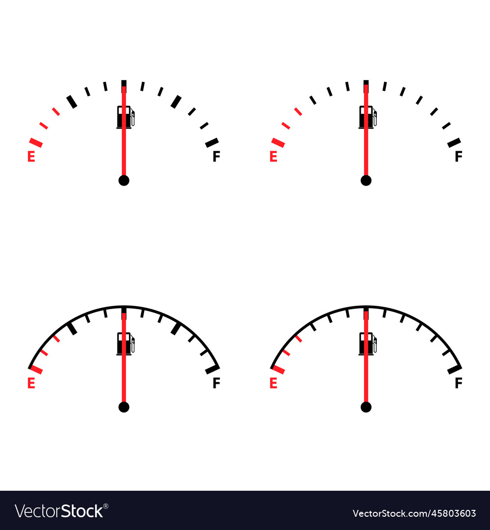 Set of fuel car indicator icon gauge petrol