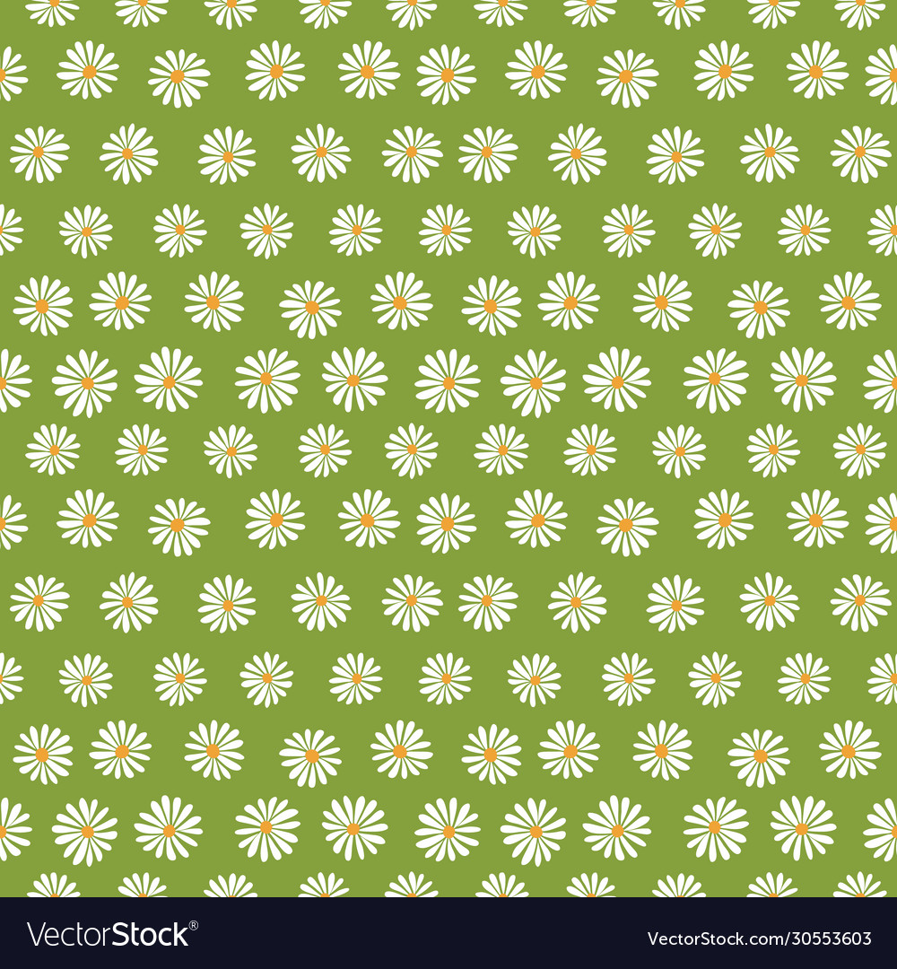 Summer daisy repeat pattern with green