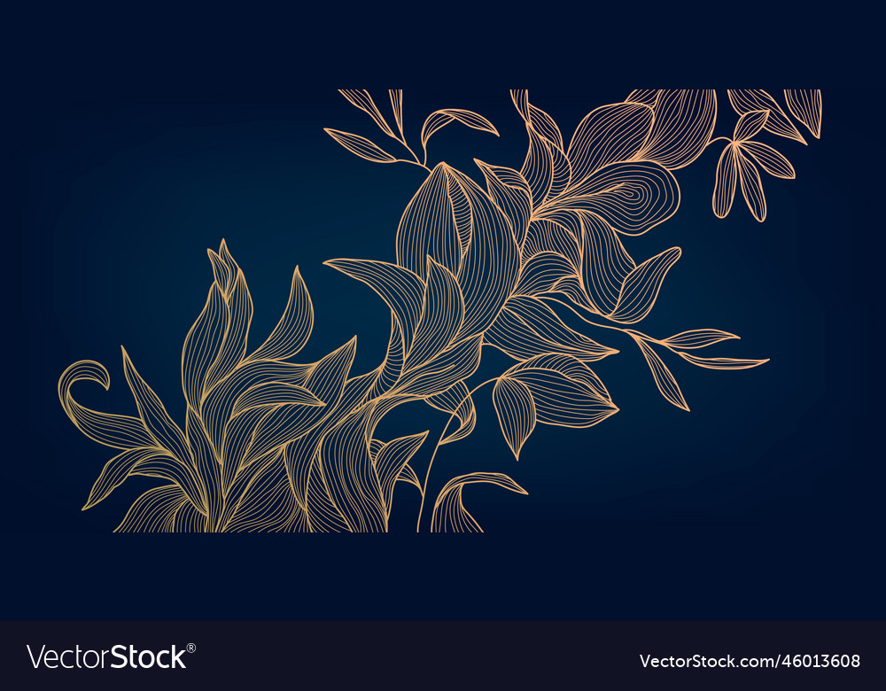 Art deco luxury flower line pattern golden Vector Image