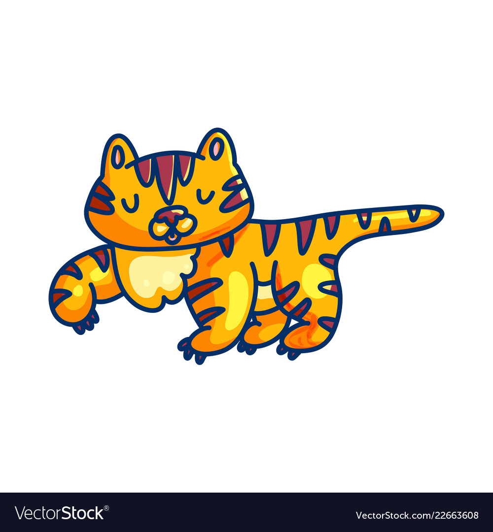 Charming cartoon tiger on white background