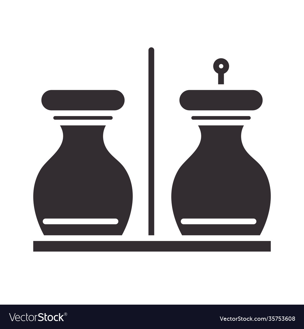 Chef salt and pepper kitchen utensil silhouette Vector Image