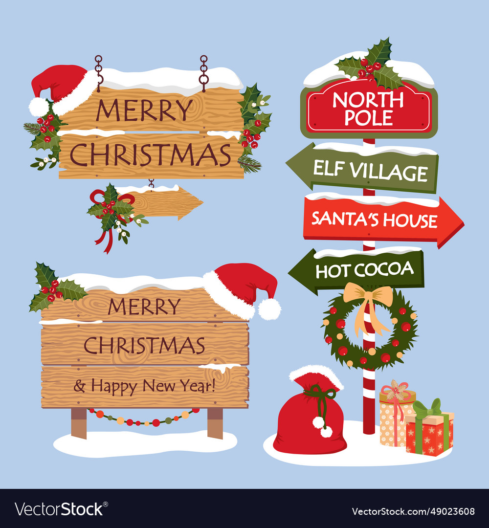 Christmas road signs set Royalty Free Vector Image