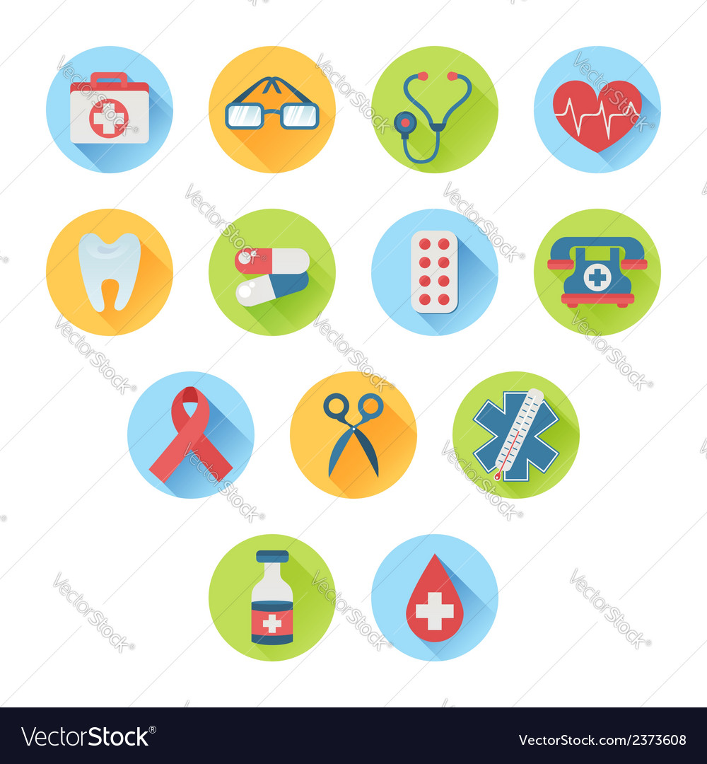 Colorful medical icon set in trendy flat style