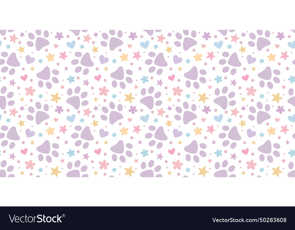 Cute paw pattern for pets with hearts and stars