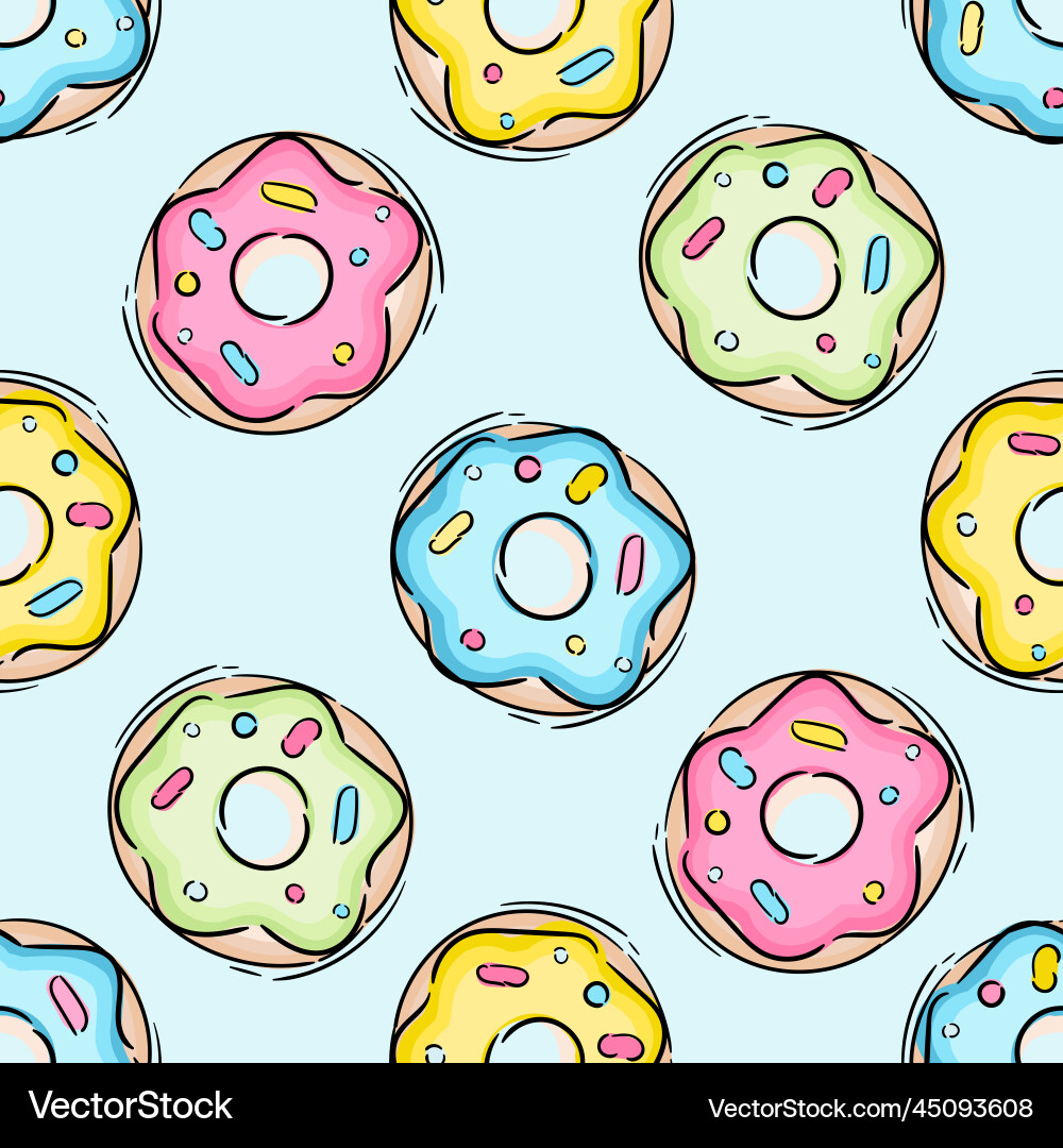 Donuts seamless pattern with pink white Royalty Free Vector