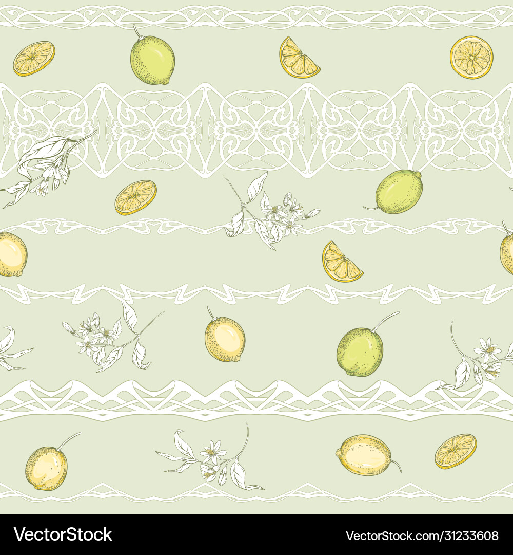 Lemon tree branch with lemons seamless pattern Vector Image