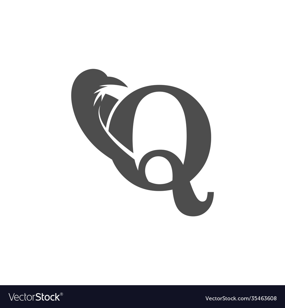 Letter q and crow combination icon logo design