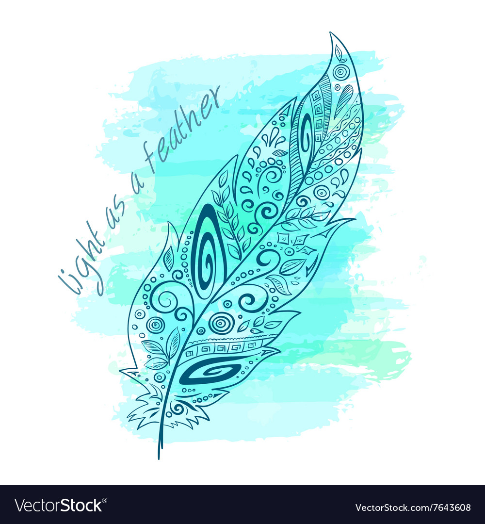 Printable with zentangle feather upon watercolor graphic relating to Zentangle Printable identify Printable with zentangle feather upon watercolor