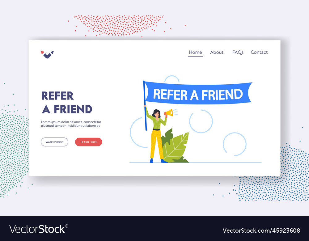 Refer a friend landing page template woman