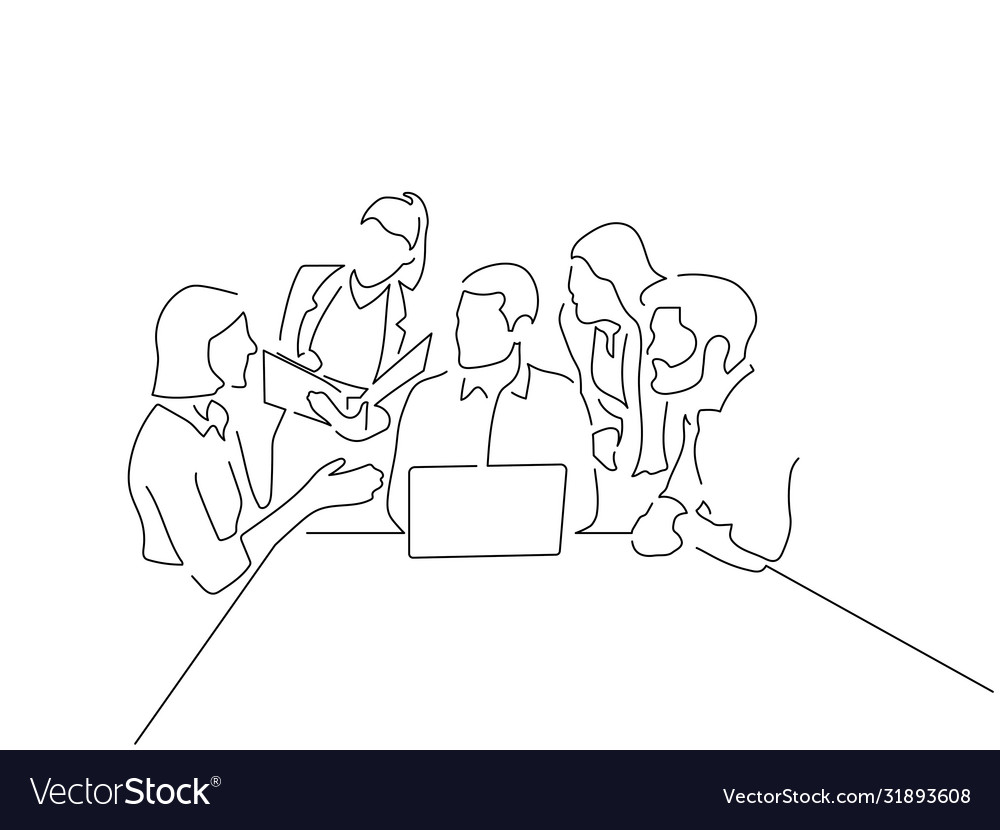 Teamwork line drawing design Royalty Free Vector Image