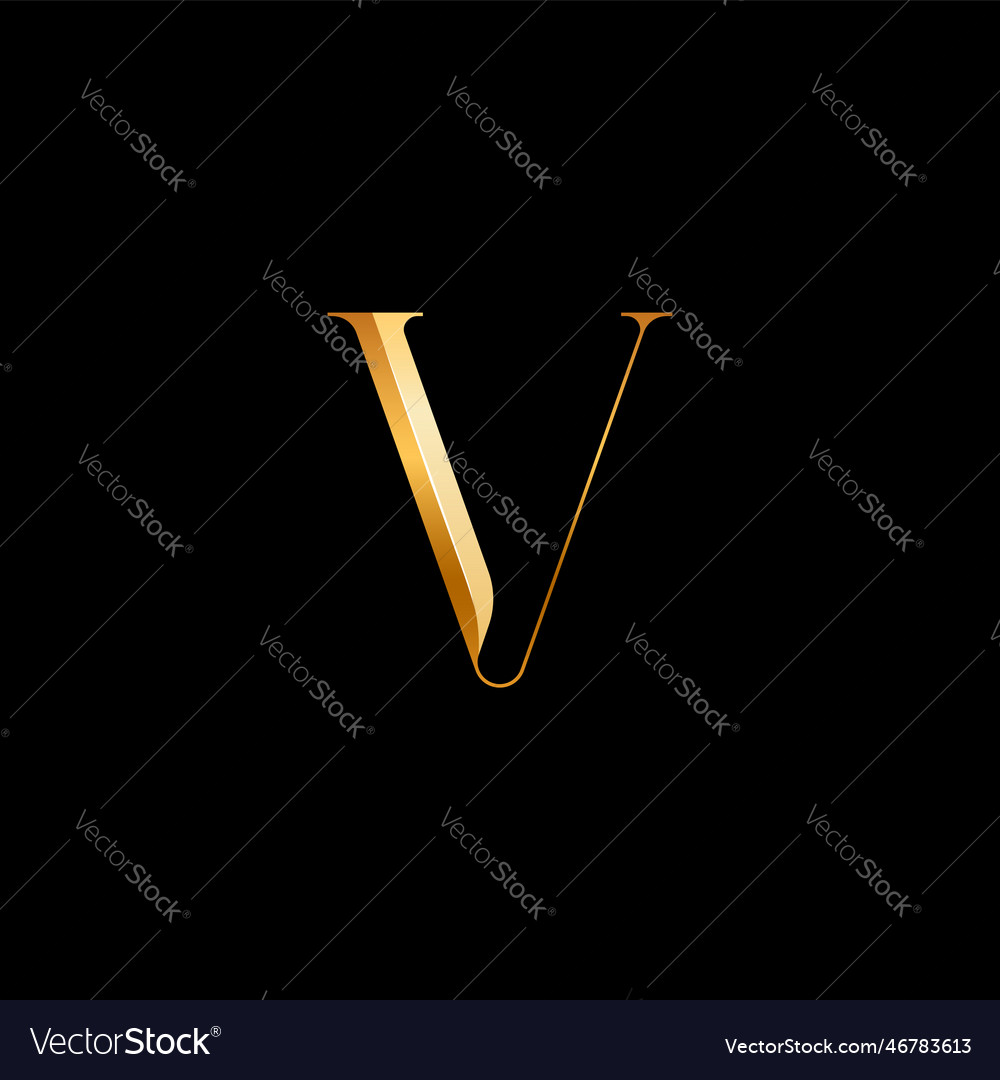 3d letter v alphabet beautiful elegant golden font