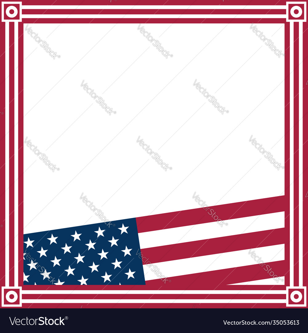 American flag symbols border frame Royalty Free Vector Image